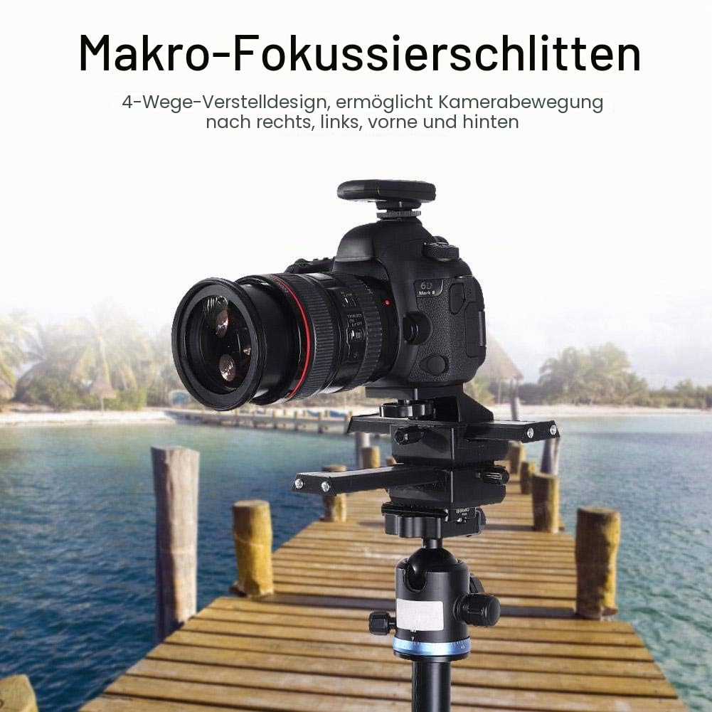 Kamera-Schieberegler Dual Achse 4-Wege Makroschiene Focusing Rail Slider,mit 1/4 "Befestigungsschraube für Nahaufnahme
