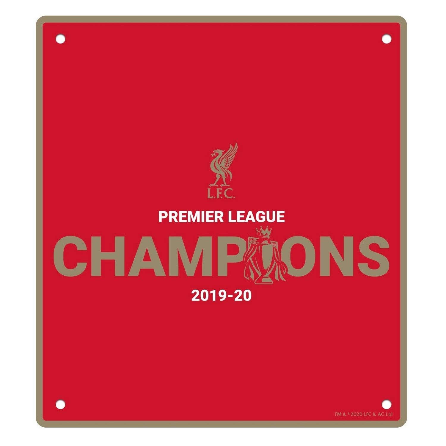 Liverpool FC - Letrero de Puerta Premier League Champions Diseño 2020 (Talla Única) (Rojo)