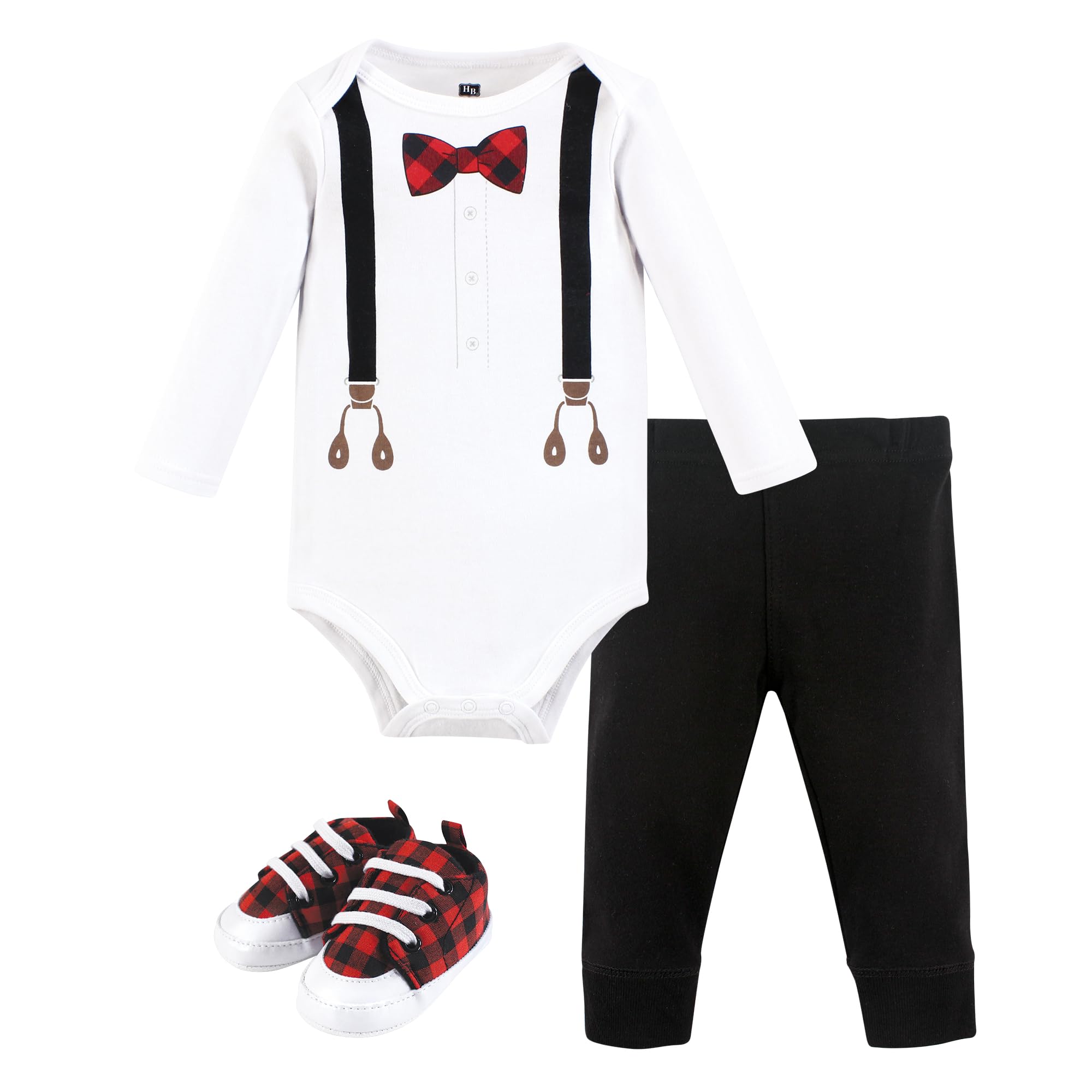 Hudson Baby Unisex Baby Cotton Bodysuit, Pant and Shoe Set