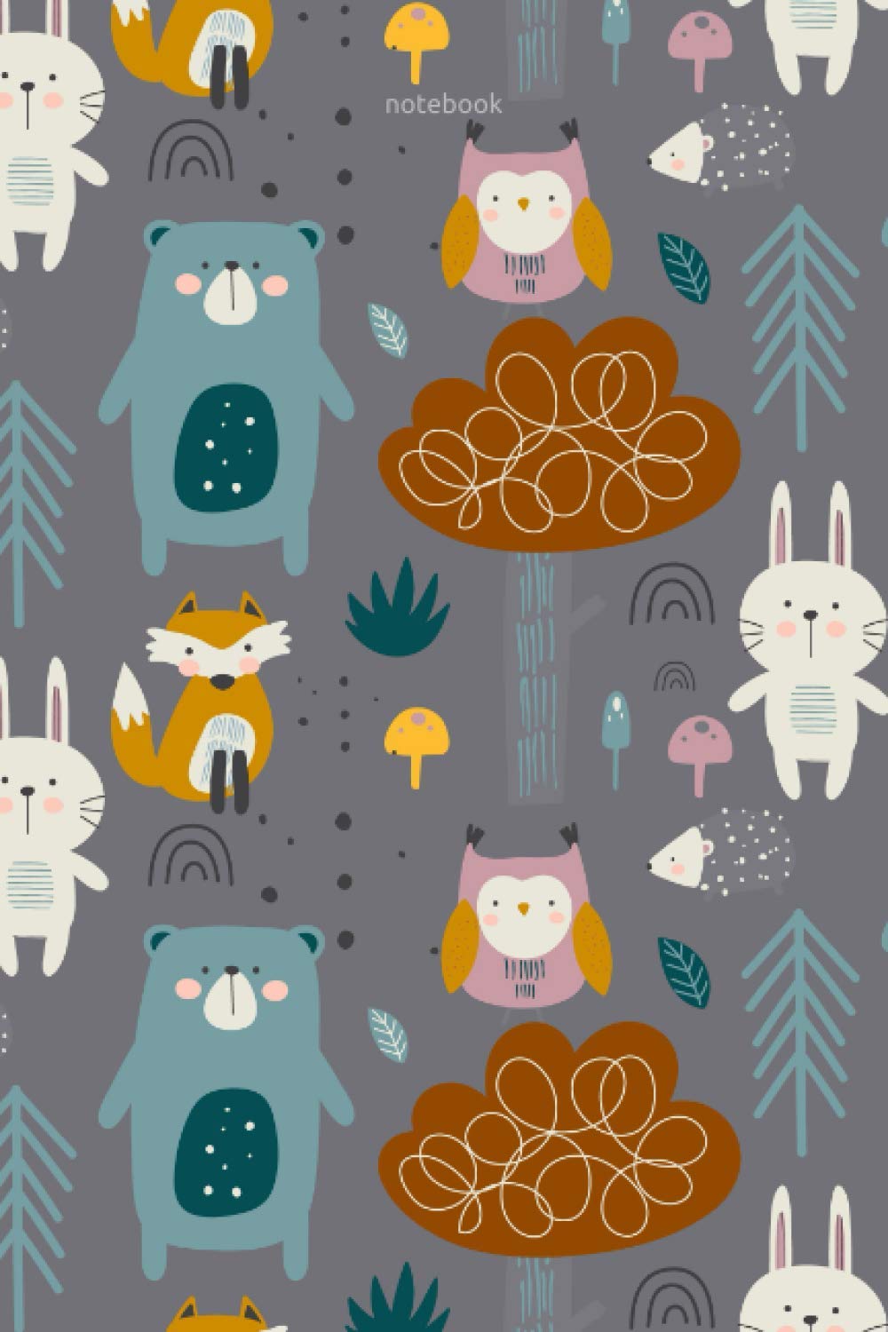 Woodland Notebook: The Woodland Bear, Bunny, Fox and Owl Cute Notebook (6 x 9) - 100 Pages
