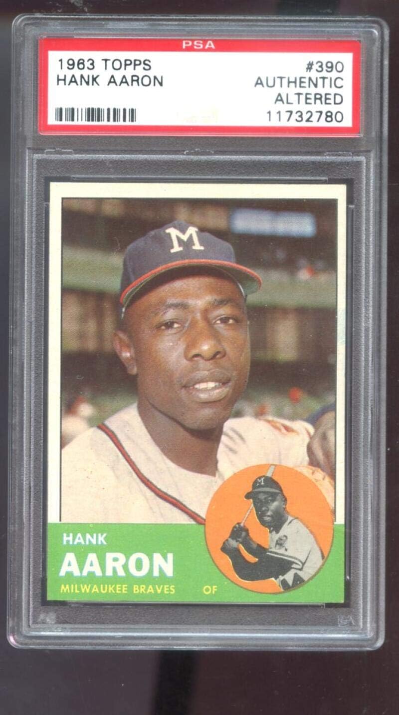 1963 Topps #390 Hank Aaron Milwaukee Braves PSA AUTH ALT Graded Baseball Card