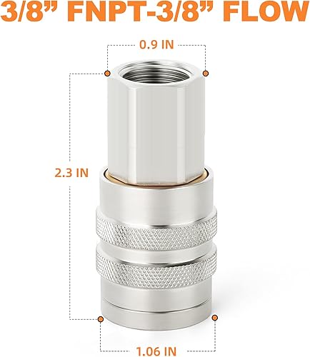 Miniatura 55 de GASHER Acoplador industrial femenino de 12 piezas, 1/4 pulgadas, acoplador de aire de conexión rápida de flujo básico de 1/4