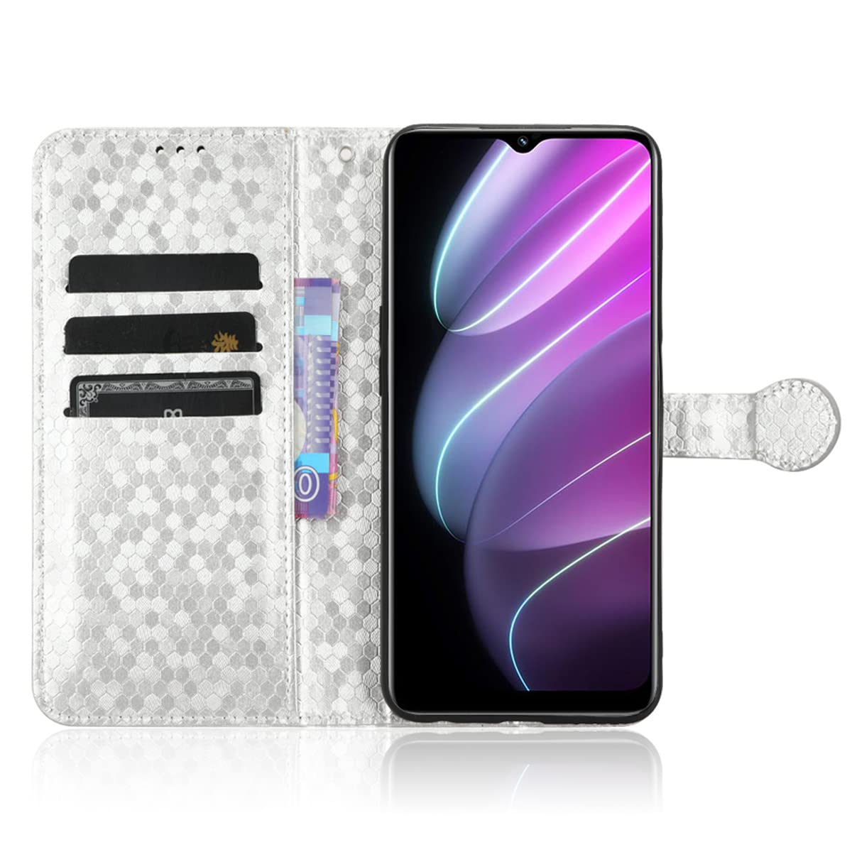 Custodia Oppo A38 4G Viola: Portafoglio in Pelle con Goffratura Artistica