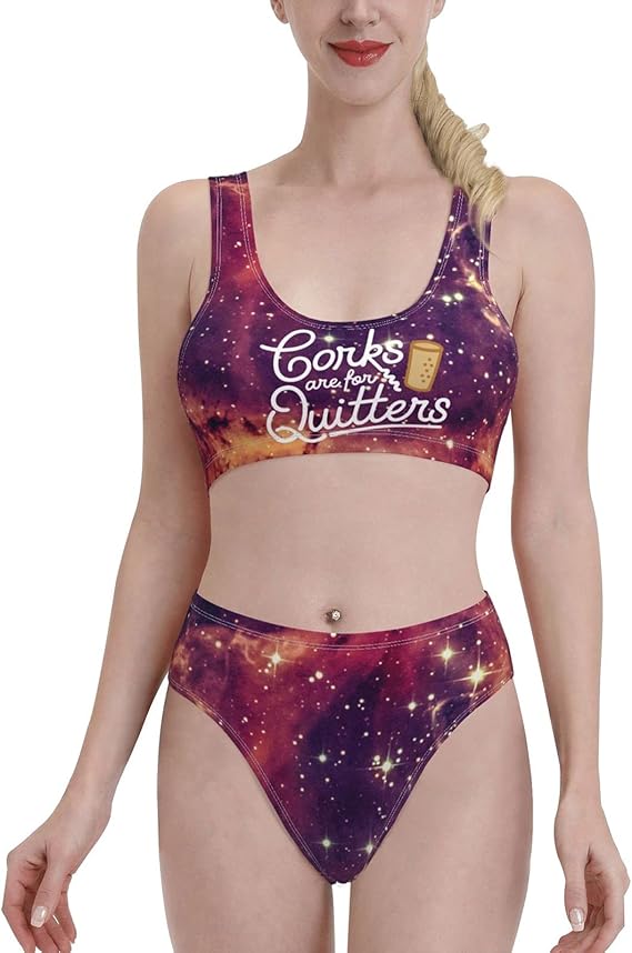 Amazon.com: Corks are for Quitters Sports Swimsuit Sexy Swimsuit Womens Quick-Drying Swimsuit 