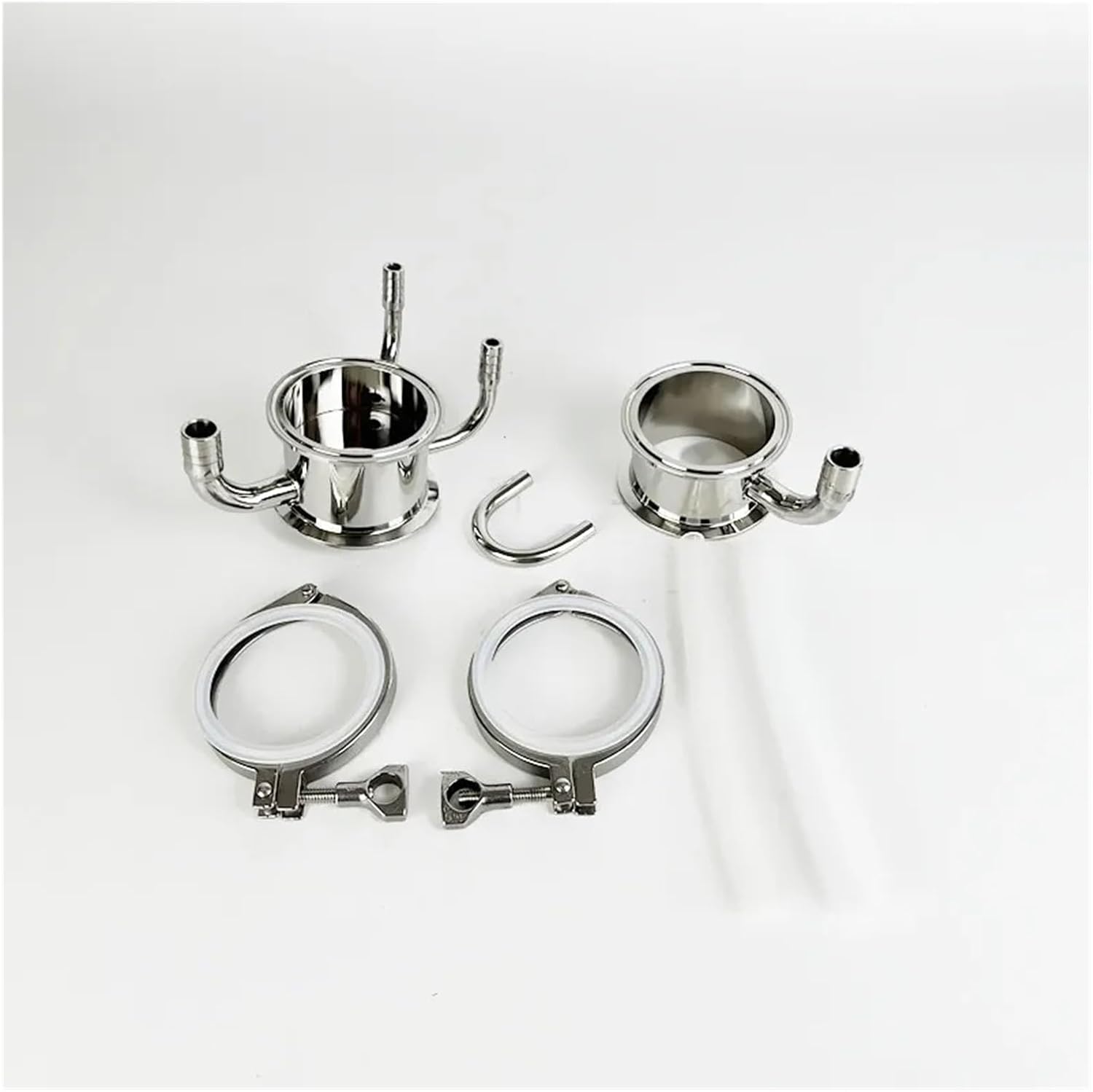 Sanitary clamp 4" FlangeOD119mm Soxhlet Extractor Set with Tir-Clamps and Silicone Hose,SS304 Rectification Accessories for Distillation Home Brewing