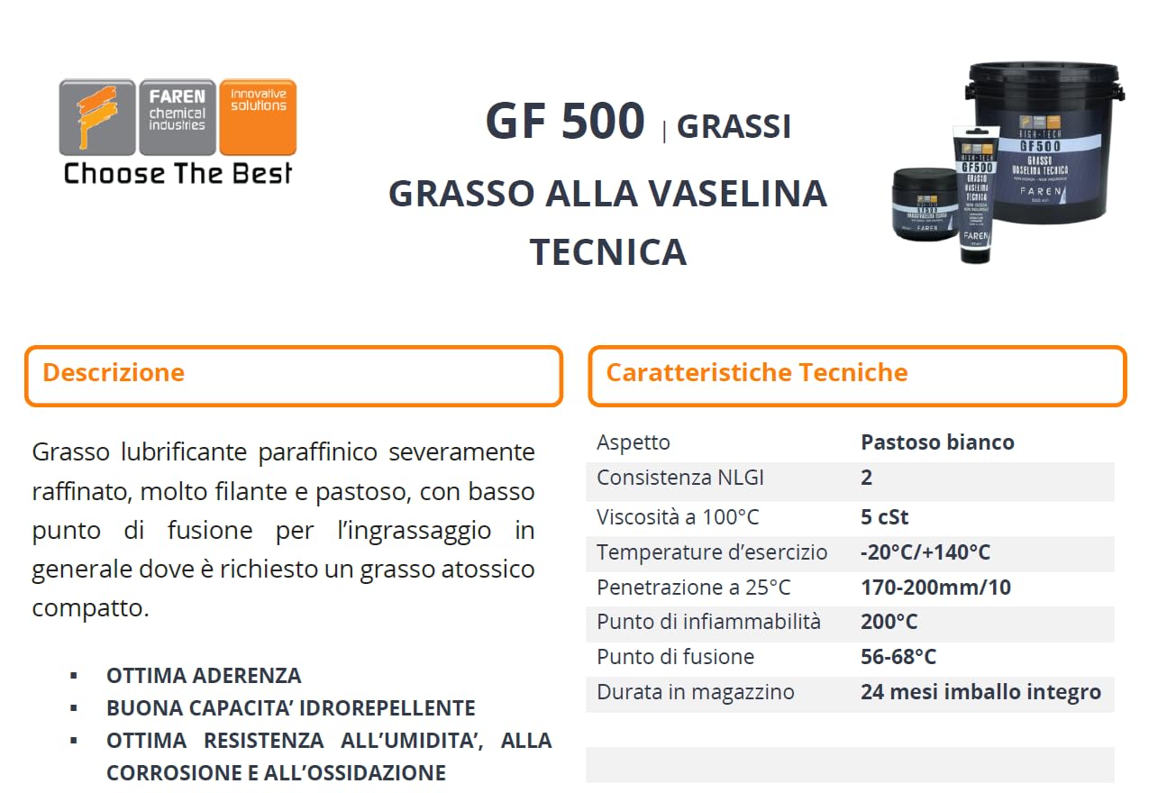 Faren GF500 Grasa de Vaselina técnica Bote 1KG, Multicolor (1GB001SP)