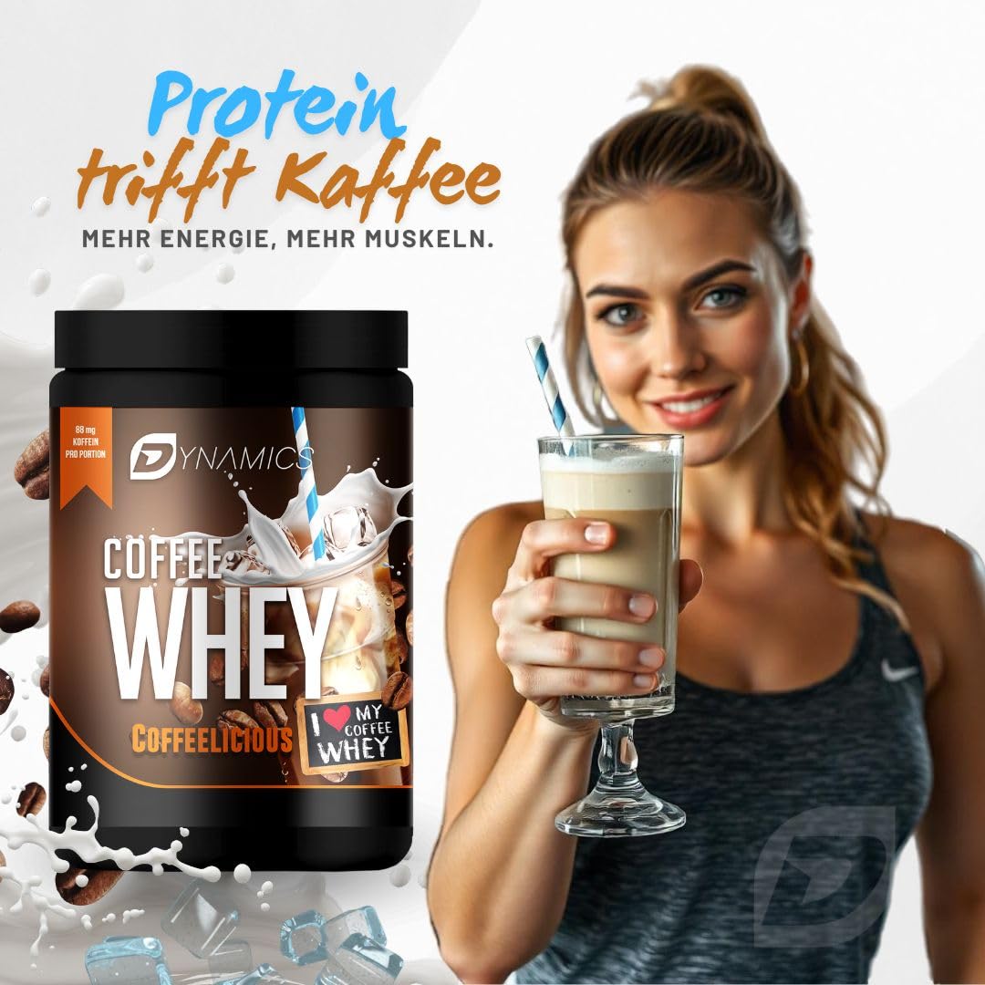 Protein Coffee | Whey Icecoffee | Cremiger Eiskaffee | Whey Protein mit Kaffee Geschmack | 88mg Koffein pro Shake | Dynamics Nutrition | 850g
