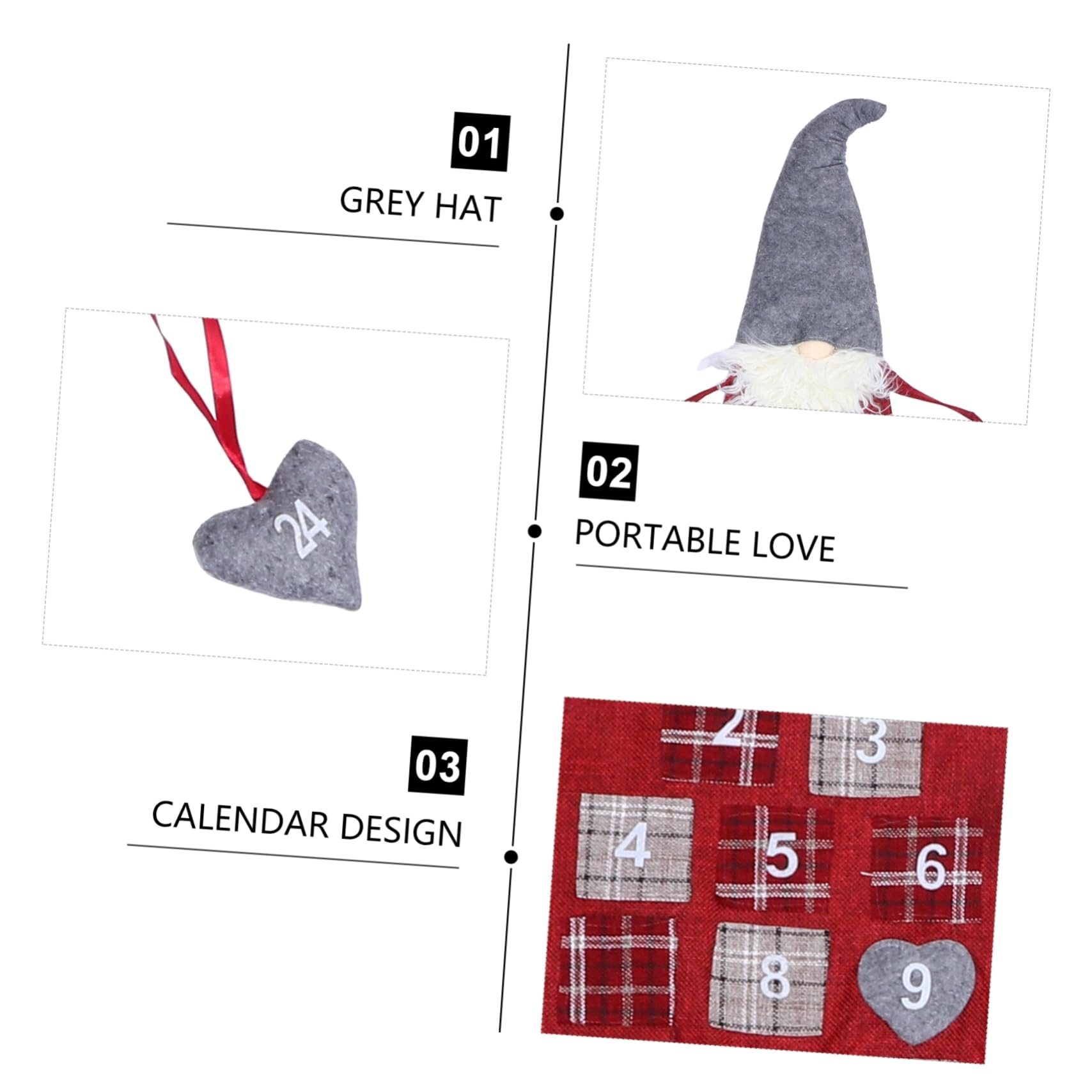 MAGICLULU Calendario di Avvento di Natale in Lino e Lana Artificiale Decorazione da Appendere a Forma di Folletto per Conto alla Rovescia Festivo