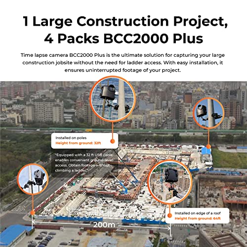 Image of Brinno BCC2000 Plus 4-Pack Construction Camera Bundle | Includes: Full HD TLC2000 Time Lapse Camera, 32-ft Extender Kit, Clamp Mount & Waterproof Case | Cameras for Jobsites | 1-Year Battery | 4-Pack