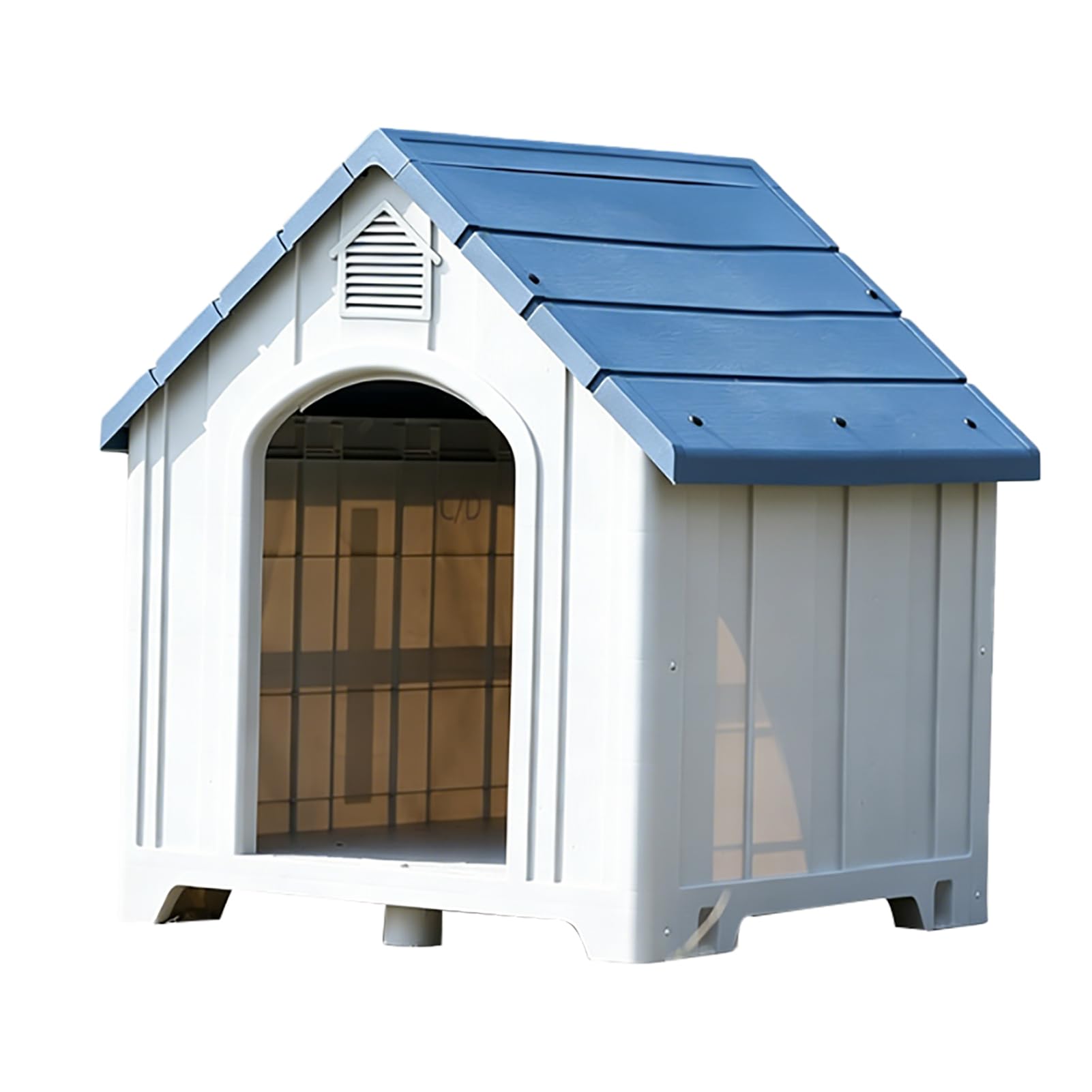 Alomejor Hundehütte für den Außenbereich, Wetterfest, Langlebig, aus Kunststoff, für Mittelgroße und Große Hunde, Drinnen und Draußen, 67 X 60 X 50 cm (Blue)