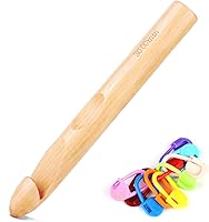 Vista 11 de 16 piezas de ganchos de ganchillo de madera, de 3 a 30 mm de diámetro, mango de ganchillo, agujas de tejer con 10 marcadores de punto de tejer