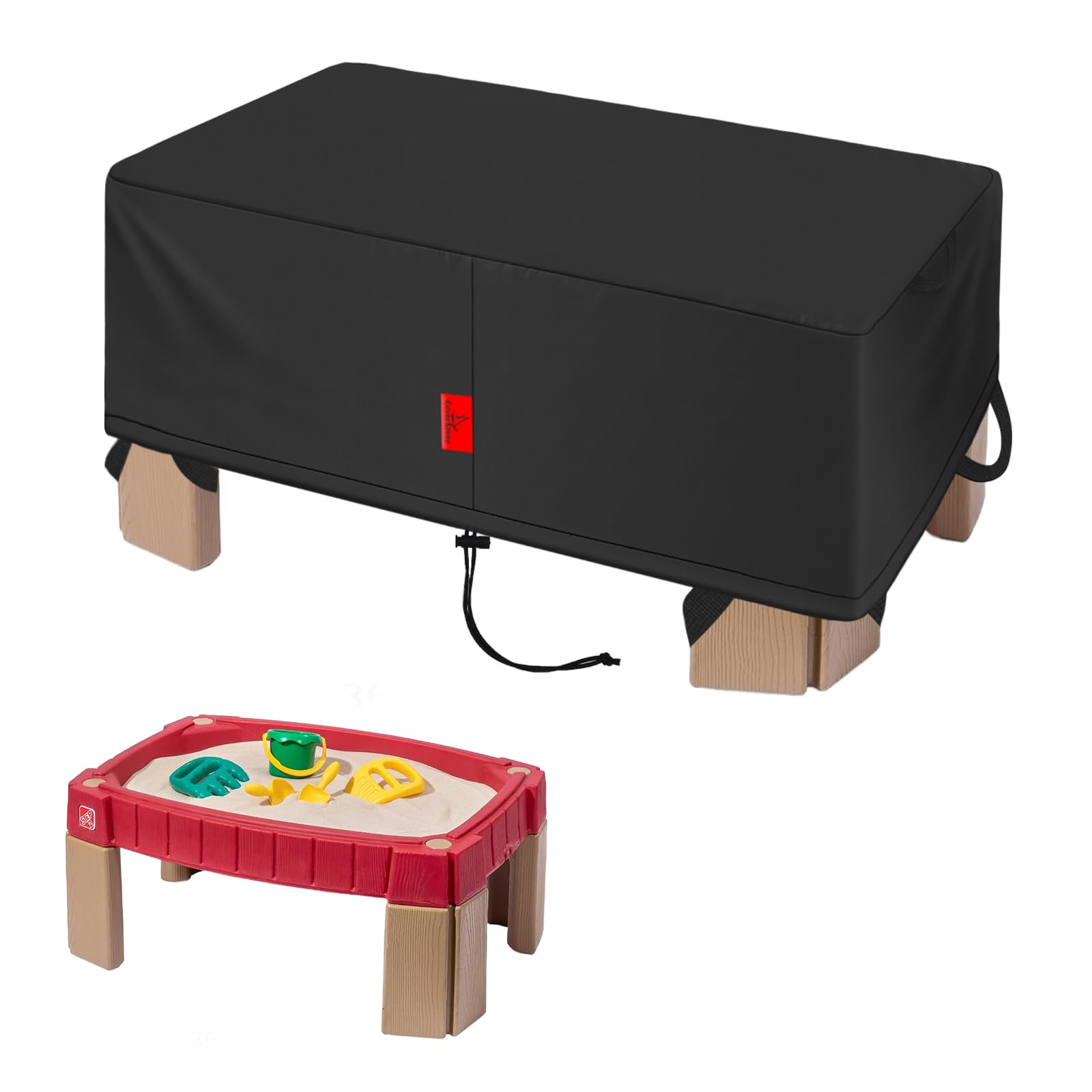 Kids Sand Table Cover Fit Step2 Naturally Playful Sand Table, DustProof Anti-UV Outdoor Activity Sensory Table with Windproof hook and loop fasteners, Cover only (36"x26"x16")