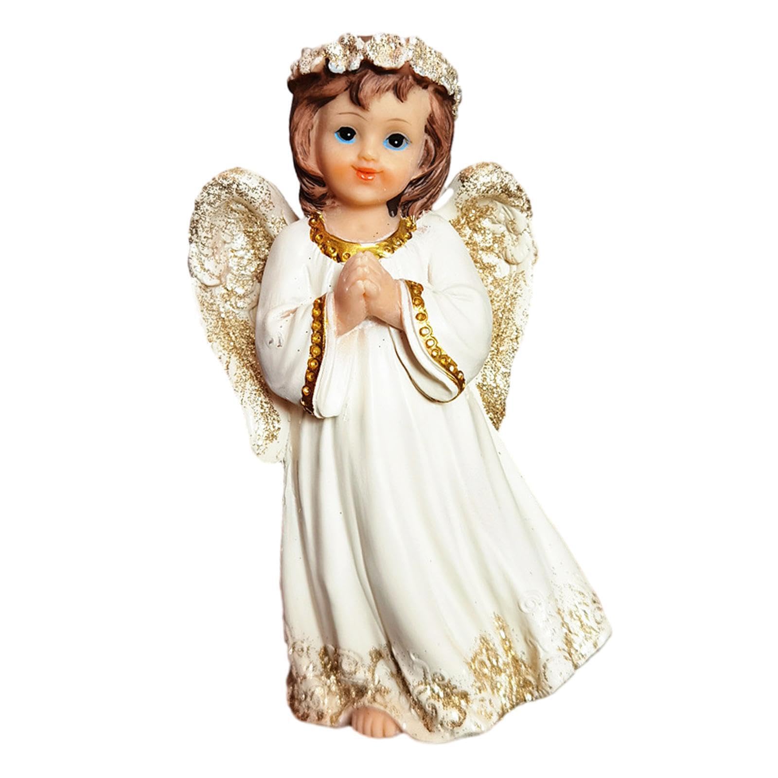 mophrati Modern Angel Sculpture For Patio Lawn Exquisite Cherub Statue With Vivid Details Lovely Resin Angel Figurine Can Be Put On Home Shelf Sculpture For Patio Lawn Yard Porch Decor