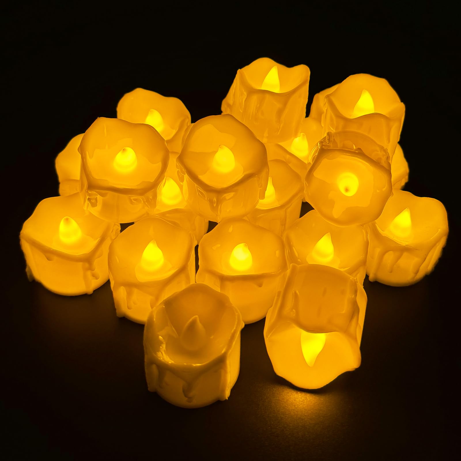 Gentpovth 24 velas LED de cera sin llama que funcionan con pilas, Luces de Té Sin Llama, velas votivas, Velas Artificiales realistas con luz Amarilla cálida, para Festivales Decoración, Bodas y Fiesta