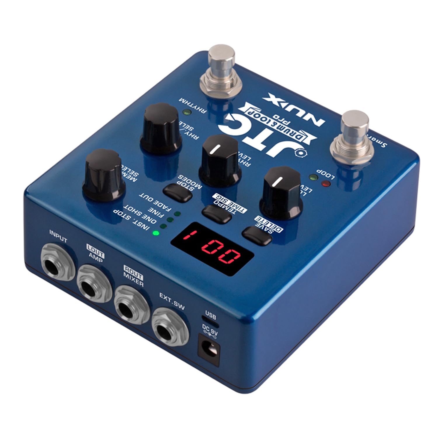 Nux JTC Drum and Loop Pro Dual Switch Pédale d'effet pour guitare et basse + bloc d'alimentation Keepdrum