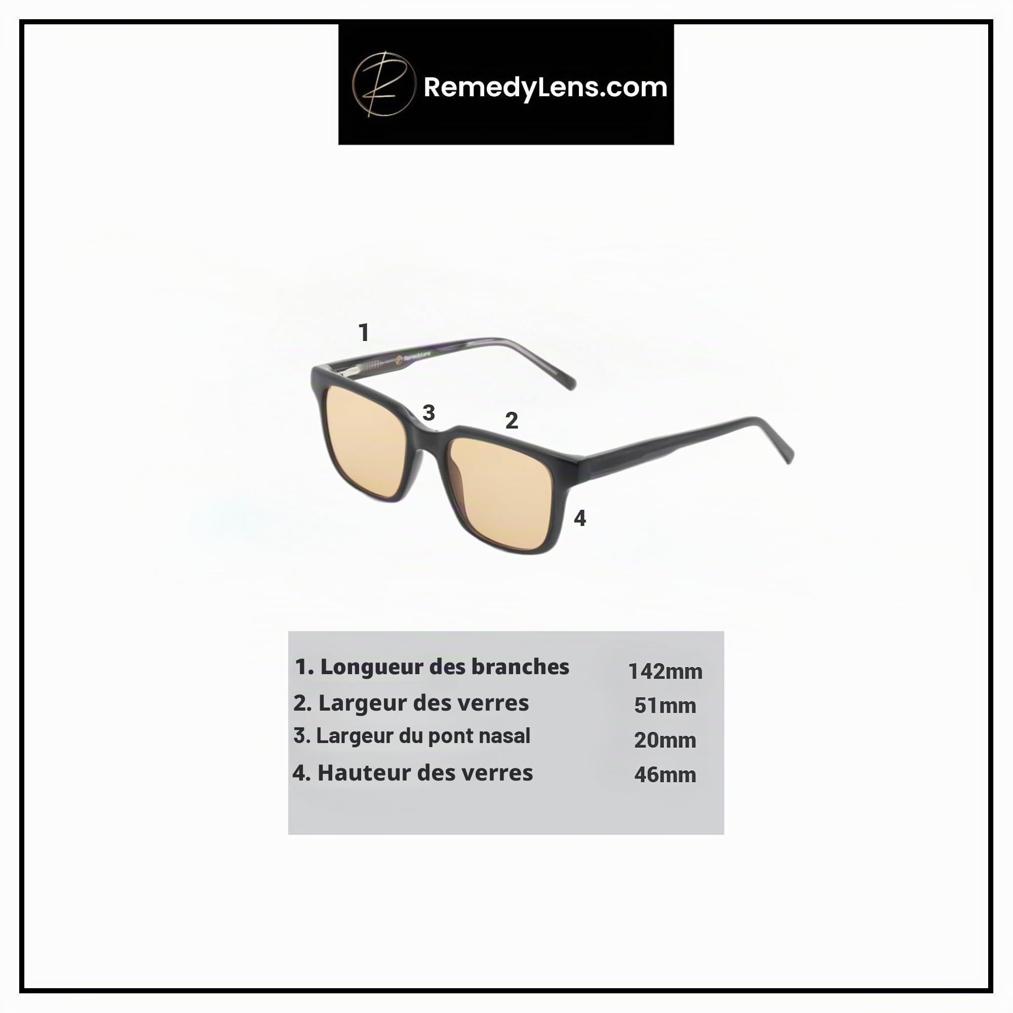 DarcyFL-41 Lunettes de soulagement de la migraine, monture noire en acétate de luxe bloquant la lumière bleue