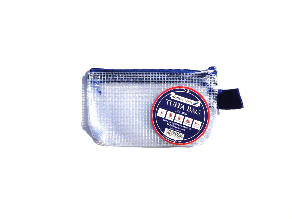 Mini Tuff Bag Zip Wallet Clear Plastic Wallets Zipped Pouch File Pencil Case Folder Water Resistant Reinforced Heavy Duty Mesh Bags (Mini - 1 Pack)