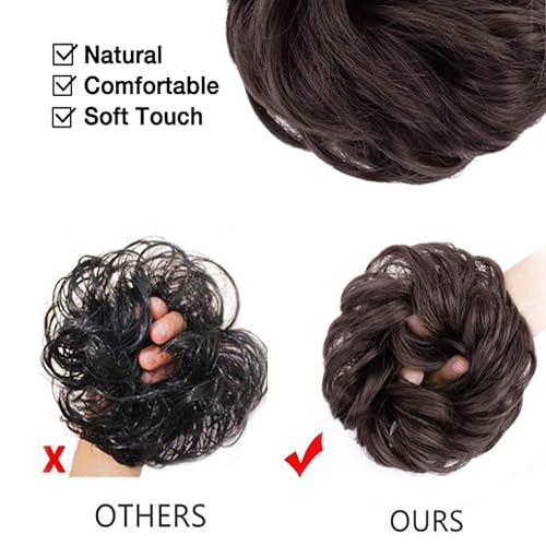 Miniatura 9 de 1 extensión de pelo desordenado con coletero rizado, ondulado, desordenado, sintético para mujeres, postizo en forma de dona ondulado sintético