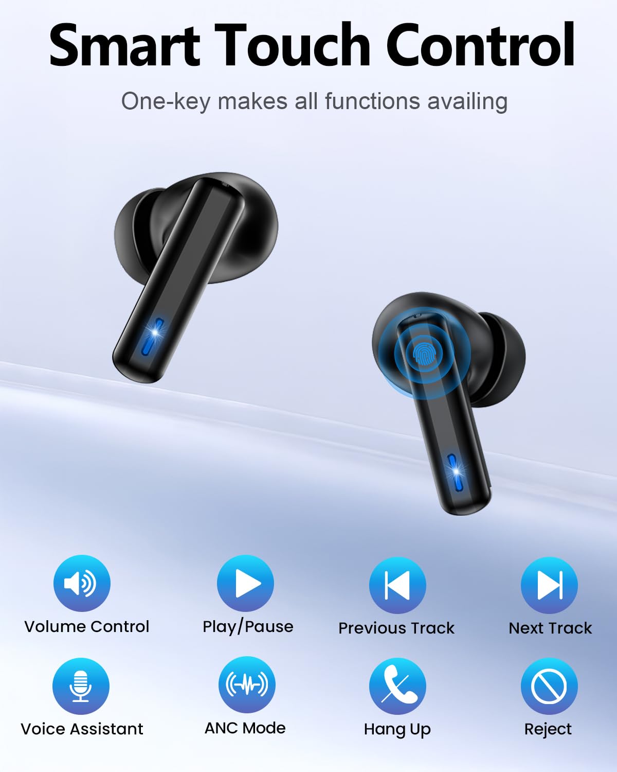 ZIUTY Wireless Earbuds Bluetooth Headphones, 50H Playtime Ear Buds with Mic, LED Digital Display Charging Case, IPX7 Waterproof, Deep Bass Stereo, in-Ear Earphone for iPhone Andriod Phone