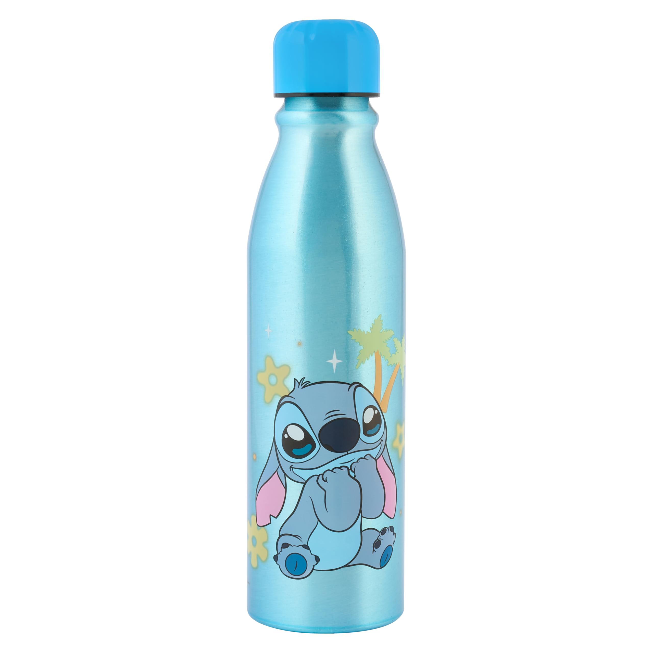 Disney Stitch Aluminium Water Bottle, Blue, 600ml, Reusable BPA Free with Secure Screw Cap, Soda Bottle Shape, 48+ Months โ image 1