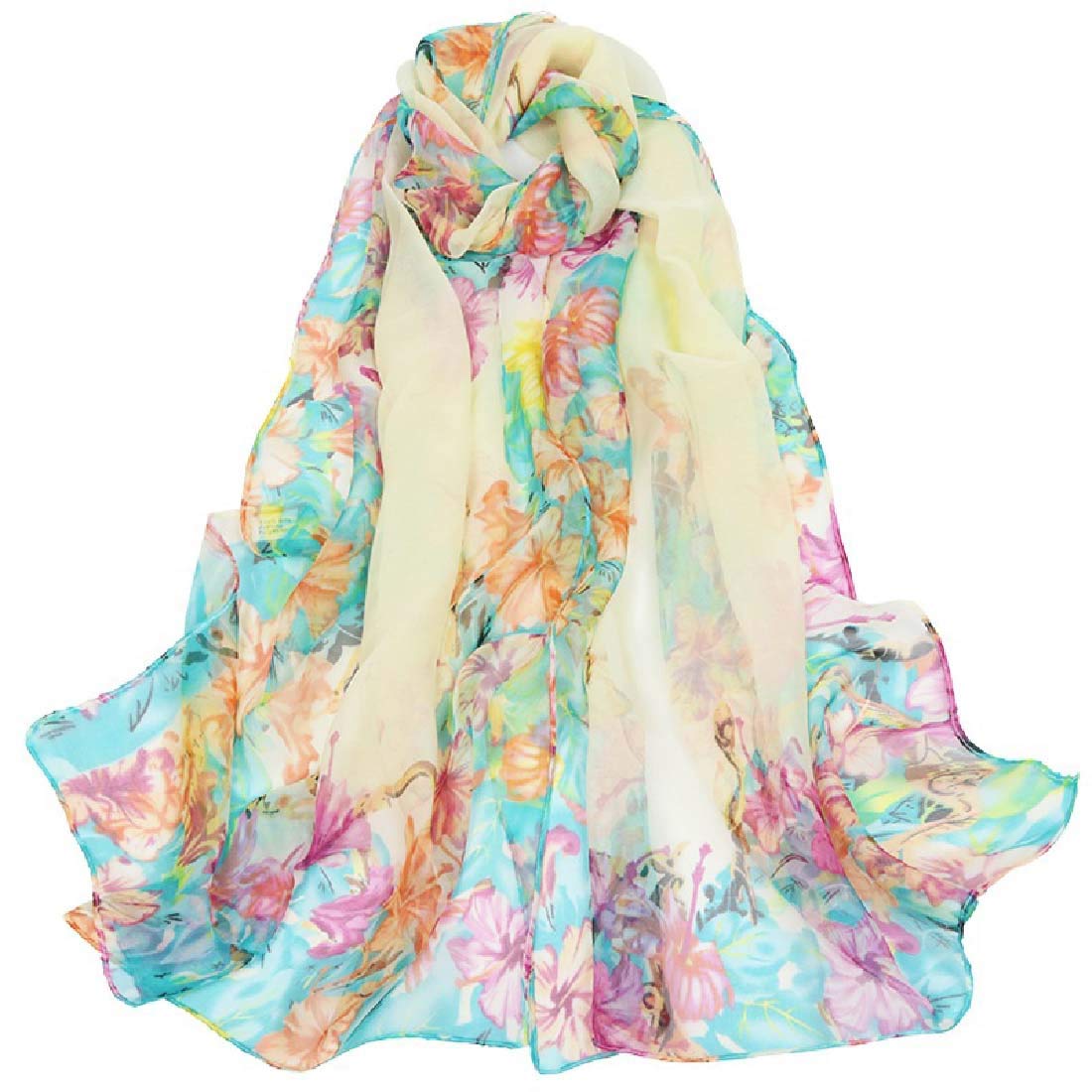 Acotavie Scarfs for Women Lightweight Print Floral Pattern Scarf Shawl Fashion Scarves Sunscreen Shawls