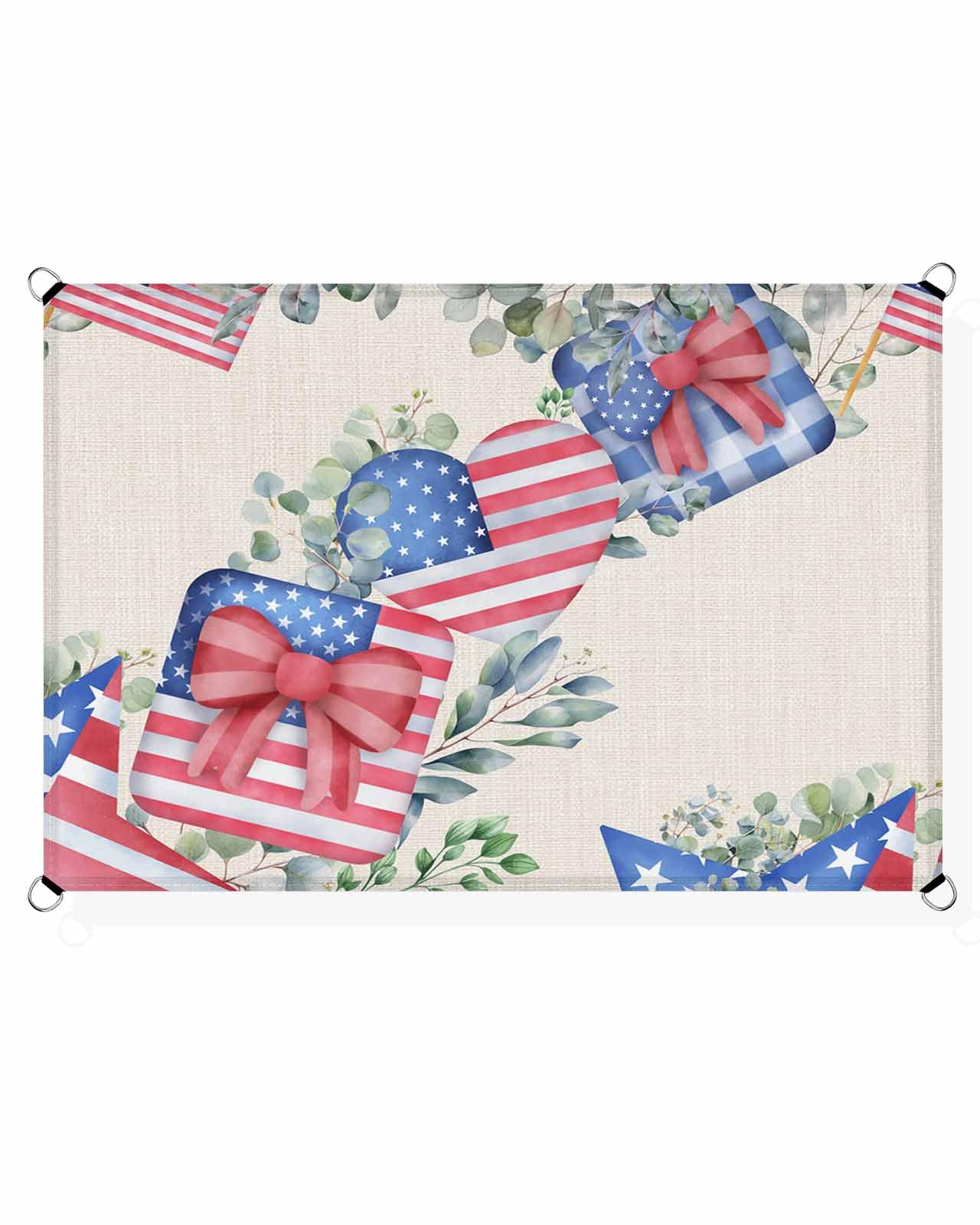 Boanket Sun Shade Sail 12' x 16', 4th of July Sun Blocking Shades Privacy Outdoor Covering, Eucalyptus Leaves Independence Day Rustic Shade Cloth for Patio Deck Terrace Garden Lawns Beach Backyard