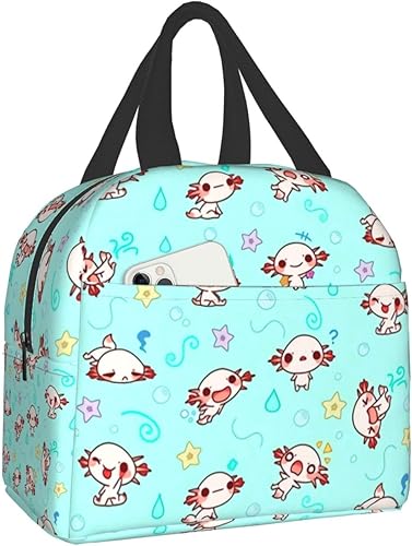 Funacola Axolotl - Lonchera Kawaii con diseño de animales, reutilizable, aislada, para hombres, mujeres, adultos, trabajo, viajes, picnic