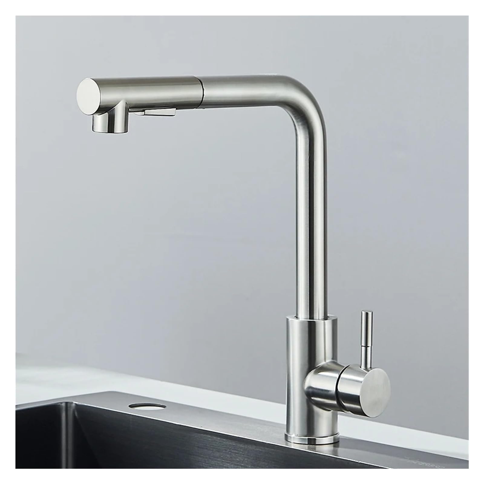 Grifo extraíble para cocina que facilita la limpieza del fregadero dual