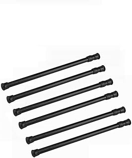 Cupboard Bars Tension Rods, 6 Pack Spring Tensions Rods Steel Adjustable Tension Curtain Rod Closet Rod Window Rods (Black, 11.8-20 Inches)