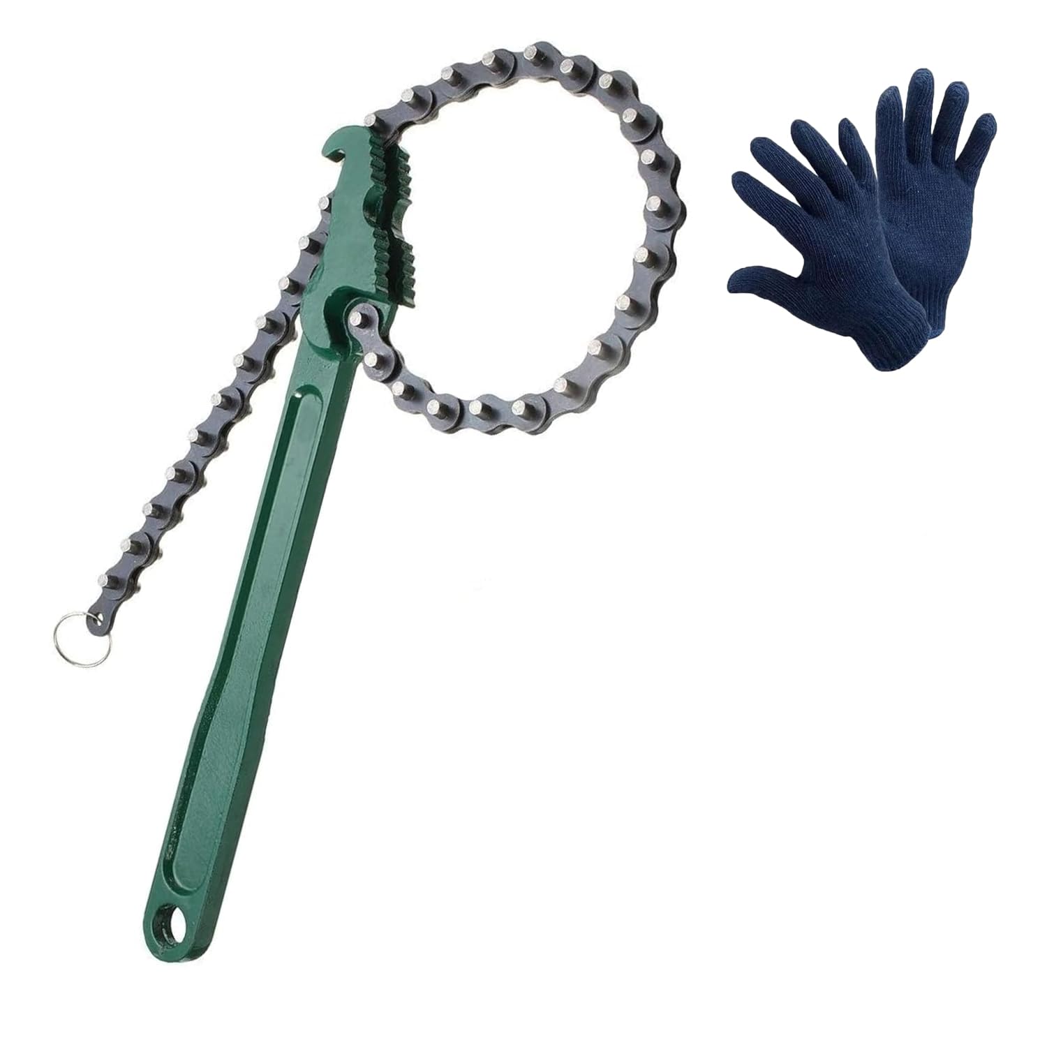 Inditrust 9 Inch (DM) Oil Filter Wrench with Chain, Strap Wrench for Car, Motorcycle & Engine Oil Filter Removal, with Gloves-picture-18