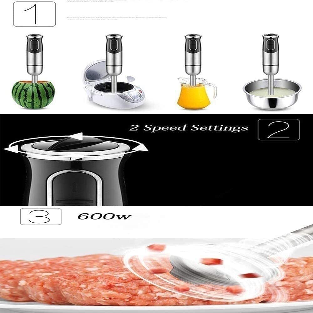Blender ręczny ręczny, blender ręczny 4 w 1, blender ręczny ze stali nierdzewnej, bez BPA, narzędzie kuchenne, idealny do zup, koktajli, przecierów, jedzenia dla niemowląt