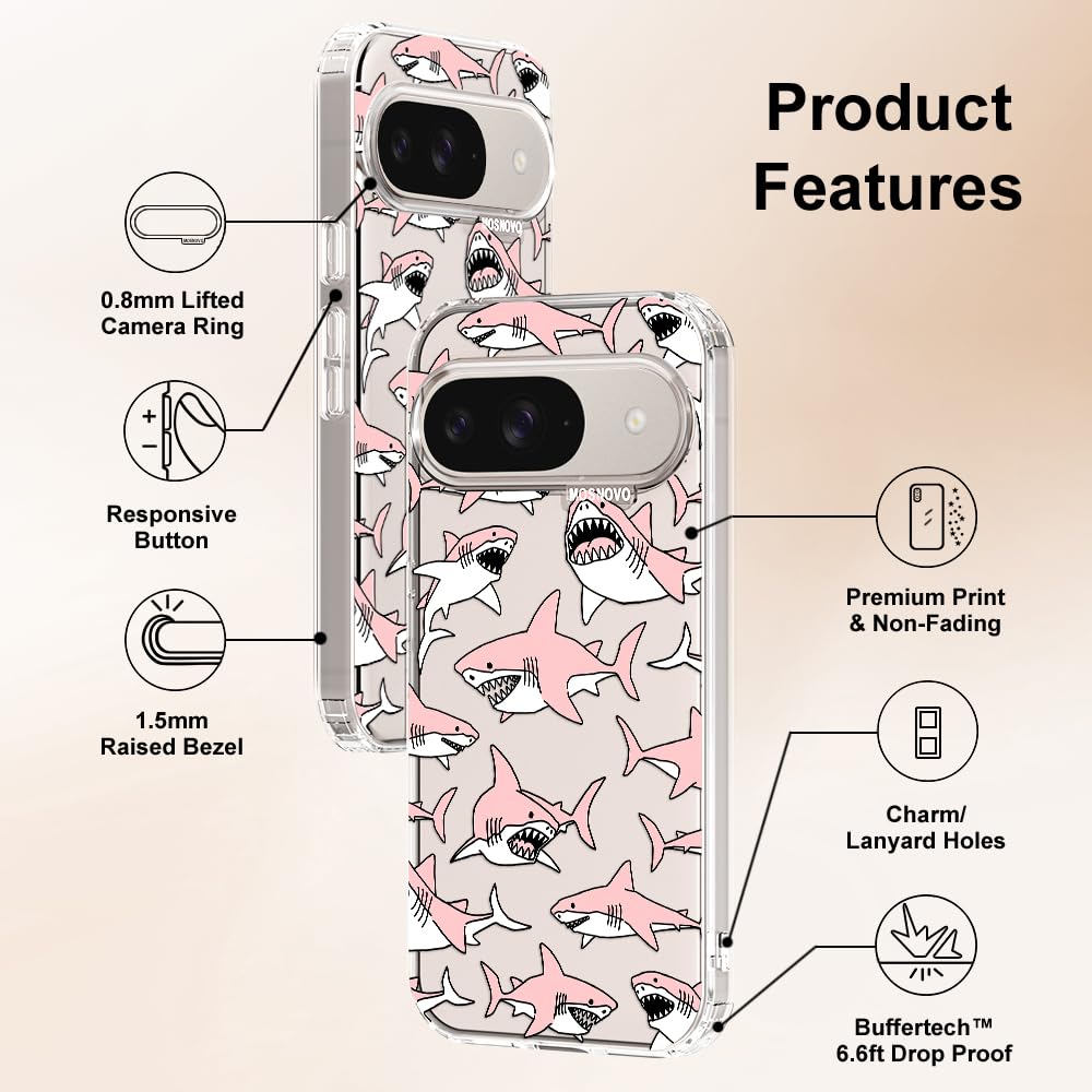 MOSNOVO Case for Google Pixel 10 & Pixel 10 Pro, [Buffertech 6.6ft Military-Grade Drop Protection] [Anti Peel Off Tech] Clear TPU Bumper Phone Case Cover Design - Cute Cherry — view 429