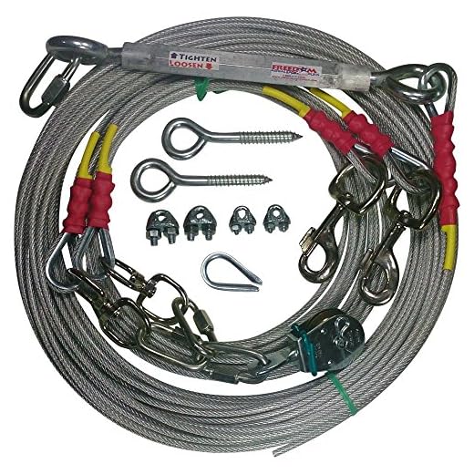 Freedom Aerial Double Dog Trolley Run Cable 2 Dogs FADR-DD500 (Large Dogs, 200 FT)