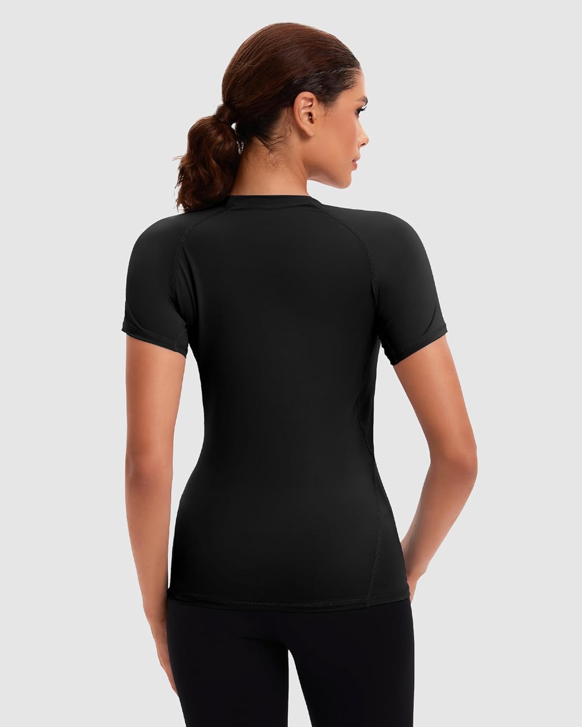 Rolimaka 4-Pack Women's Compression Shirts Short Sleeve Workout Tops Athletic Quick Dry Baselayer T-Shirt for Gym Running