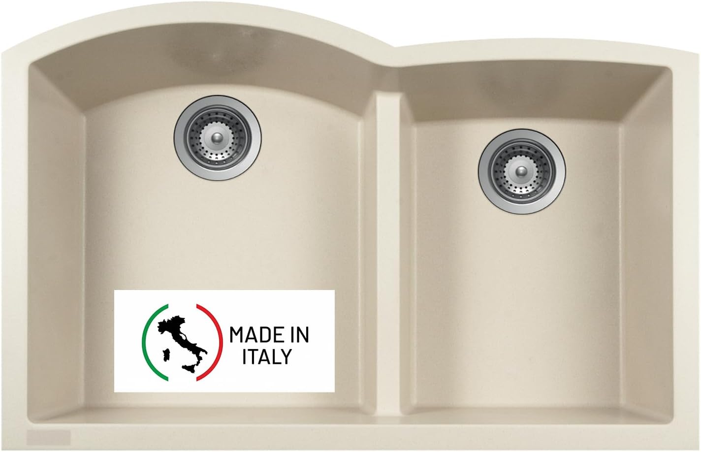 Houzer Cassiano 33 inch Linen Undermount 60/40 Double Bowl Granite Kitchen Sink - P-175U LINEN