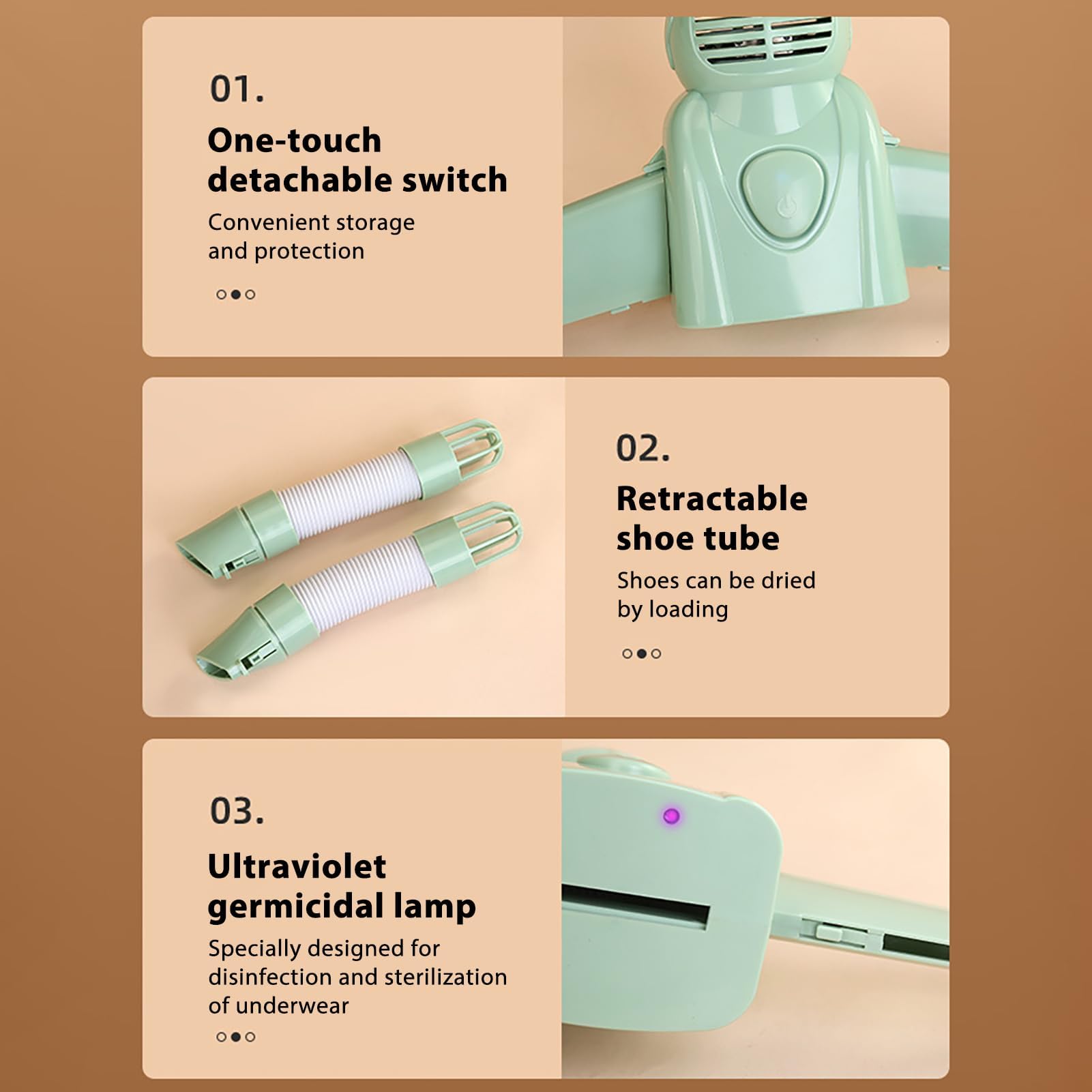 Podróżna suszarka do ubrań, przenośna suszarka do ubrań | szybki elektryczny wieszak na ubrania do kamperów - regulacja temperatury 150 W, Home & Essential