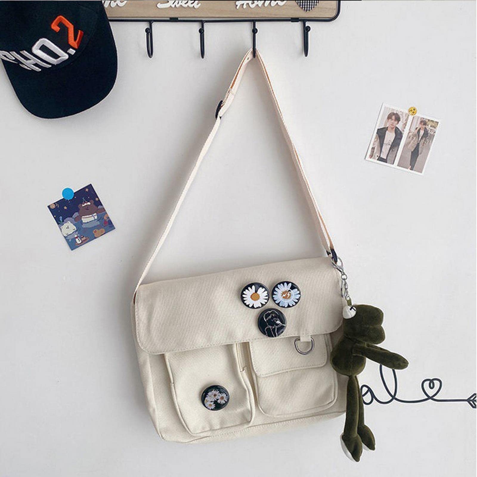 MOGSA Torba na ramię moda damska płócienne torby na ramię dla młodzieży na co dzień damskie torby crossbody o dużej pojemności solidne torebki torby kurierskie dla kobiet