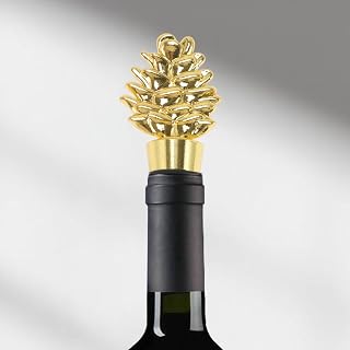 Generic 1 Pcs Bottle Stoppers Christmas Pine Cone Bottle Stopper Zinc Alloy TPR Gold Tone Black 10x3.4x2cm