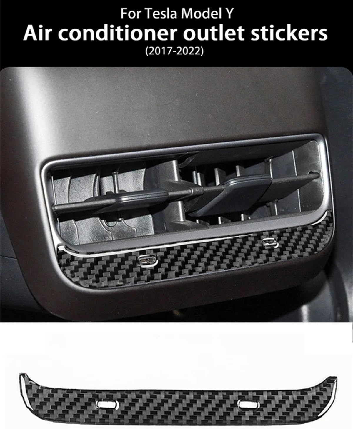 for teslas Model Y 2020+ 3 2017-2022 Carbon Fiber Rear Air Conditioning Outlet Trim Cover Car Accessories Interiors Sticker