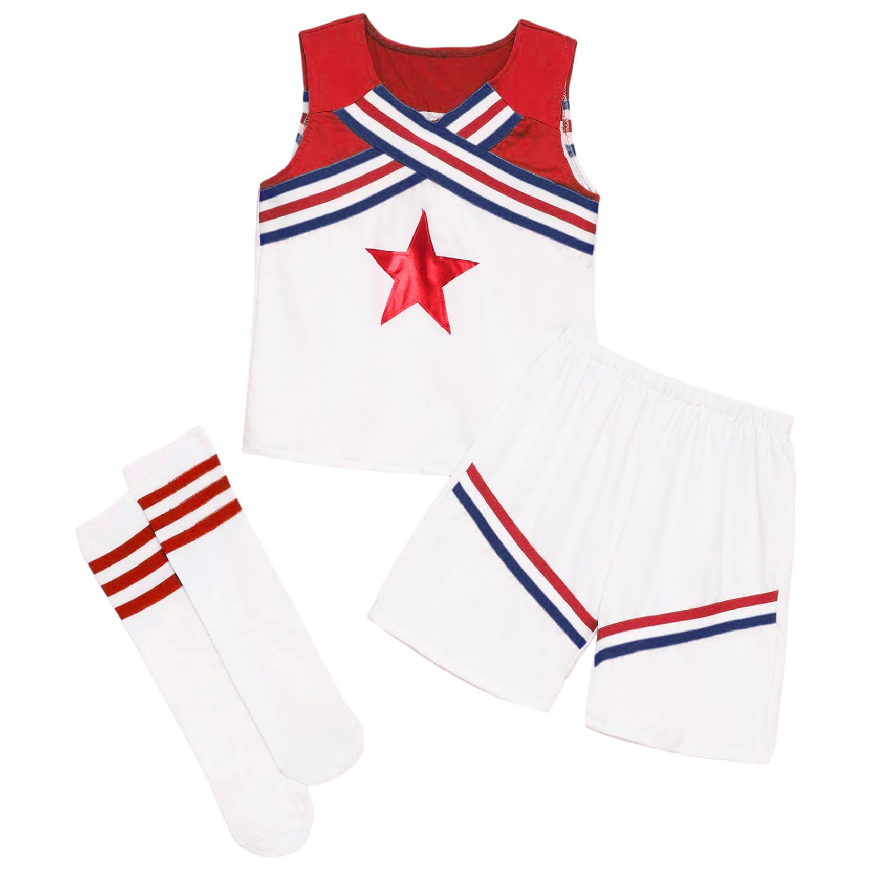 Riismen Kids Boys 3 Pcs Cheer Leader Uniform Sets Shell Tank Top with Pants Cheerleading Dance Outfit Type A Red 11-12 Years