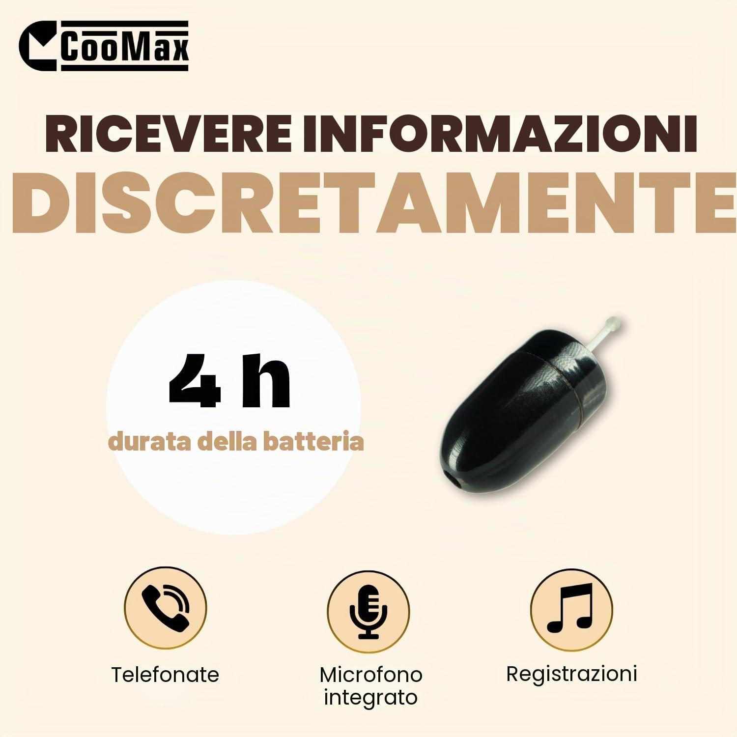 Auricolari Spia Nascosto Vip Pro Auricolare Invisibile con Microfono in Cavo Telefono per Esami - Mini Cuffia Spia Invisibili Piccolo Copiare (Auricolari Spia Vip Pro UltraMini)