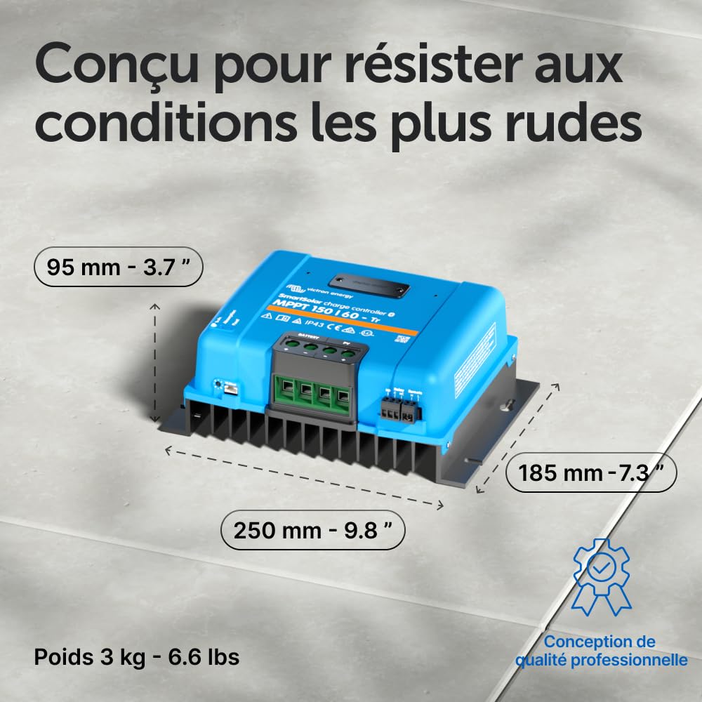 Victron Energy SmartSolar MPPT TR 150V 60 amp 12/24/36/48-Volt Contrôleur de Charge Solaire (Bluetooth)