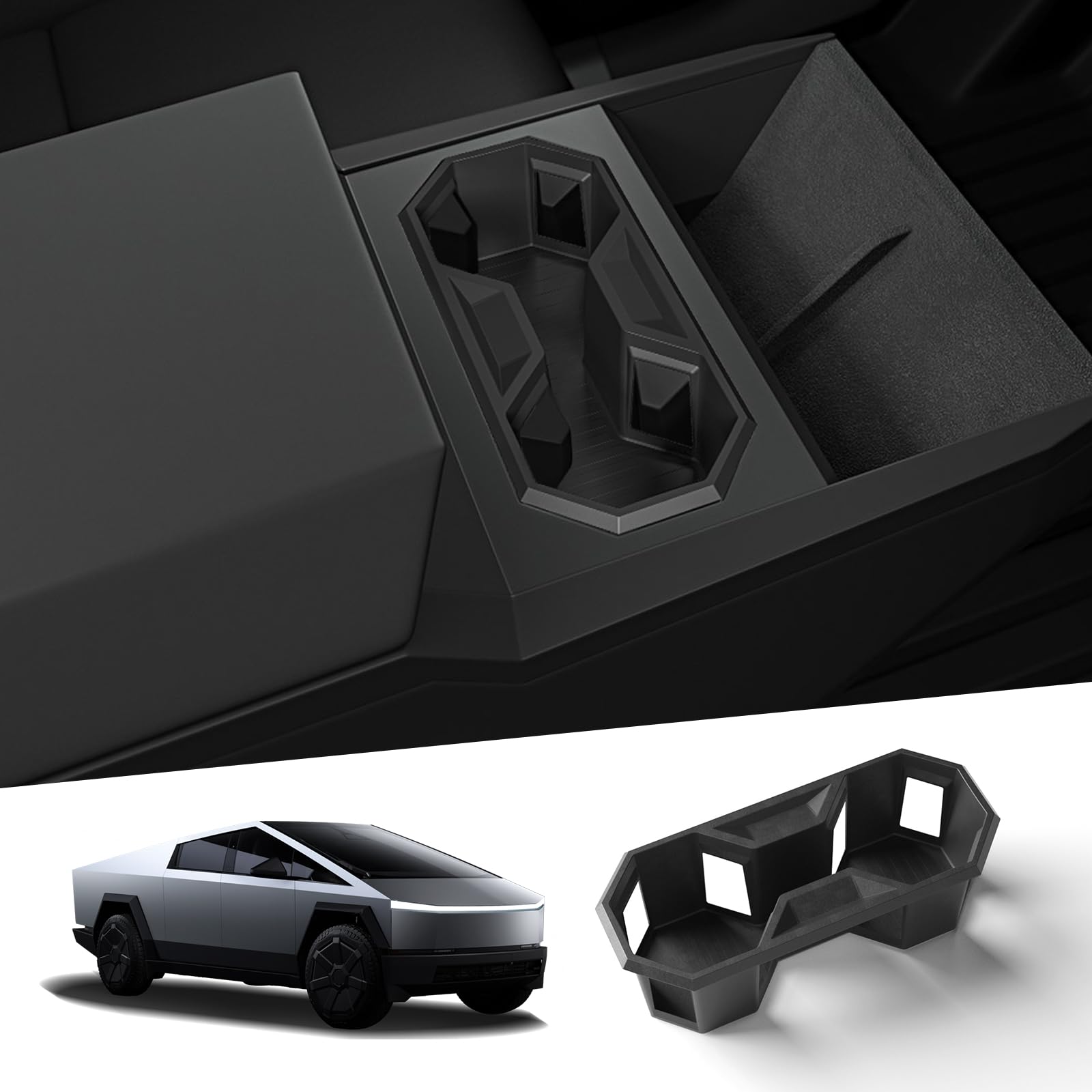 LUCKEASY Water Cup Holder for 2024 2025 2026 Tesla Cybertruck Center Console Drink Cup Holder Insert Upgrade for Cybertruck Accessories Removable &