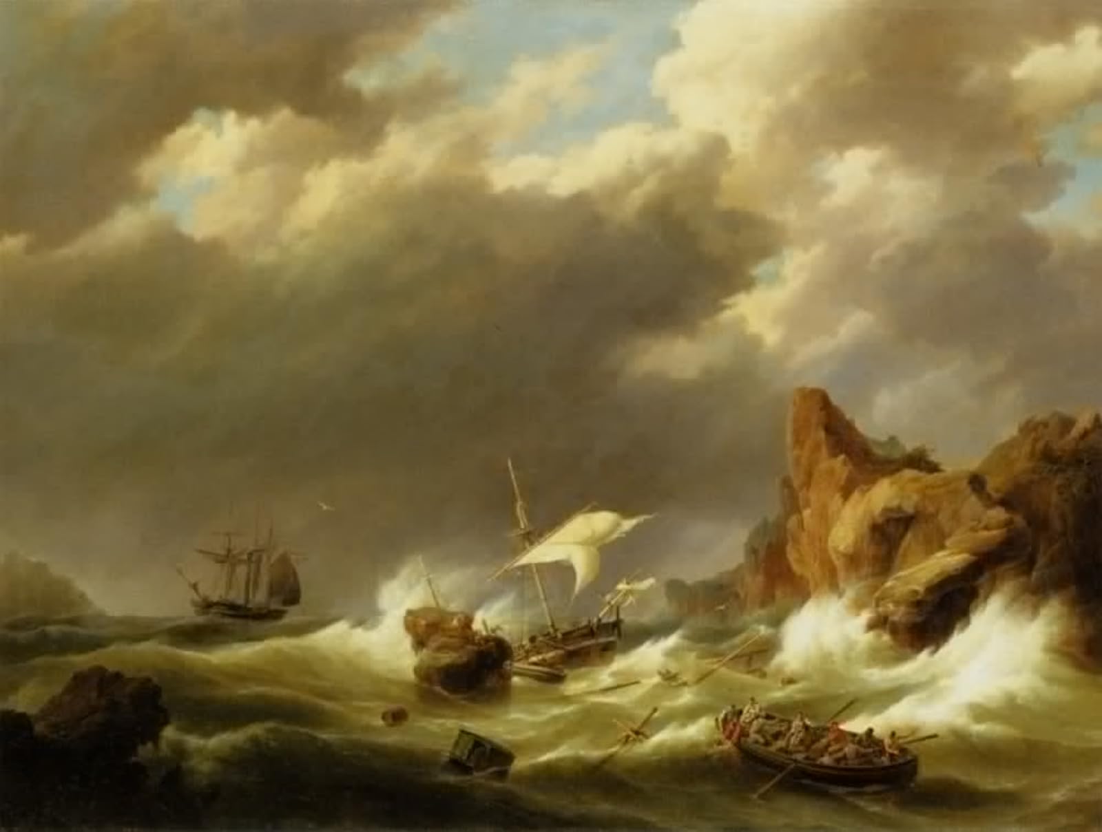 ARTXLXXBN Famous Print Painting Colorful Art Print the Rescue by Hermanus Jr. Koekkoek Canvas Art Decorations for Home Decor 60x90cm