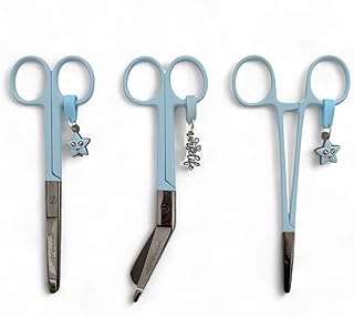 Nurse Life Set Trio 3uds Tijeras Enfermería Pico de Pato & Rectas Mayo + Pinza de Sujeción | Tijeras Punta Roma Vendaje,...