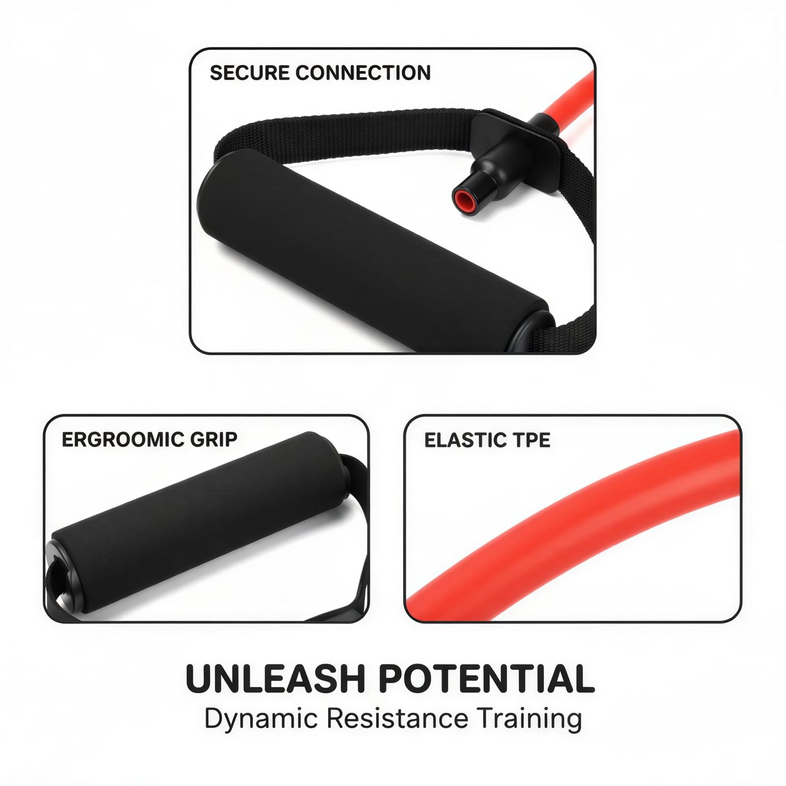 5er-Set Widerstandsbänder mit Griffen, 10–30 lbs (4,5–13,6 kg), stark elastische TPE-Übungsbänder, Tubes-Set für Home Gym, Fitness, Krafttraining, Muskelstraffung