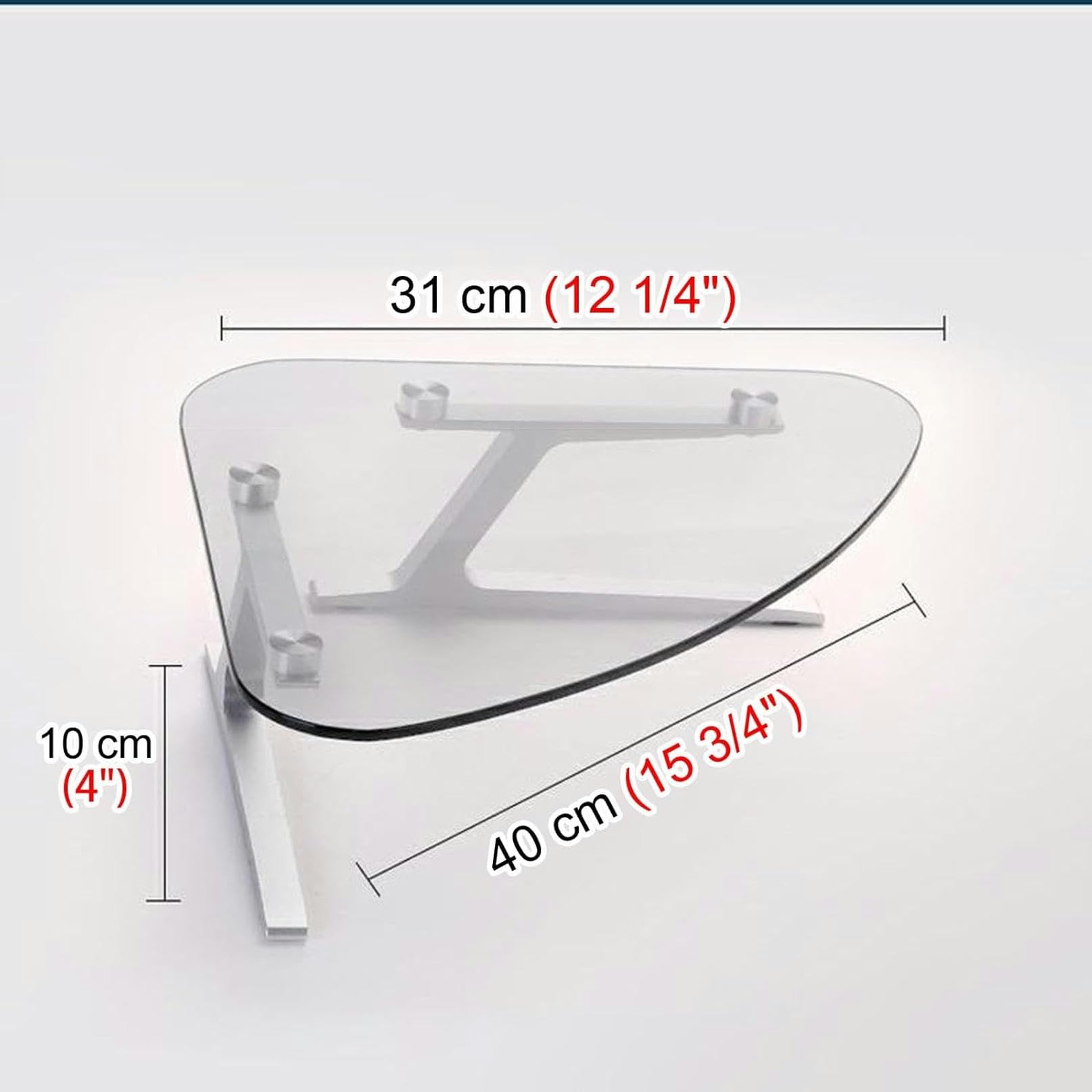 supporto da scrivania per computer, Supporto for monitor triangolare trasparente