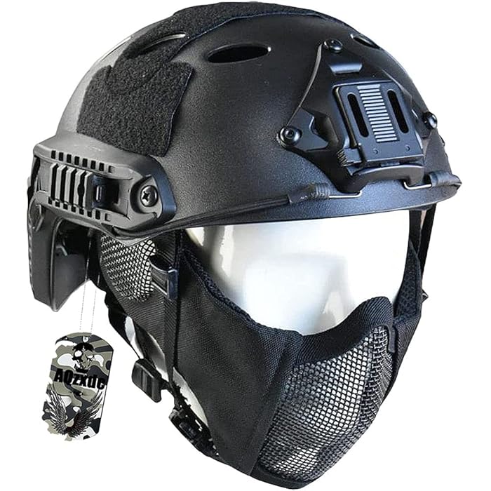 Buy Fast Tactical Helmet, with Protect Ear Foldable Half Face Mesh Mask