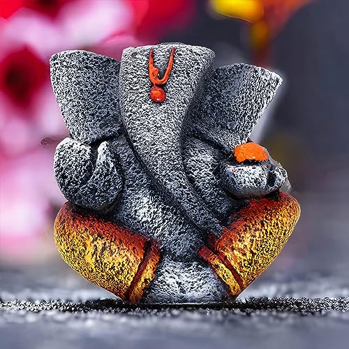 Ganesha Idol Shree Gajanand Ganpati Murti 6 inch Vinayak Poly Fibre Resin Statue for Home Temple, Living Room Decor, Office Desk, Festival Gifts (Blue) — photo — 8 of 9