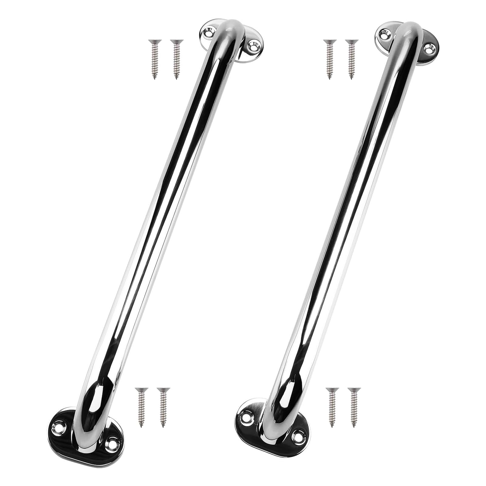 NovelBee 2pcs Boat Grab Handles,Stainless Steel Grab Bar Oval Handrail with Mounting Screws,Heavy Duty Polished Deck Handle,Marine Door Grab Handle